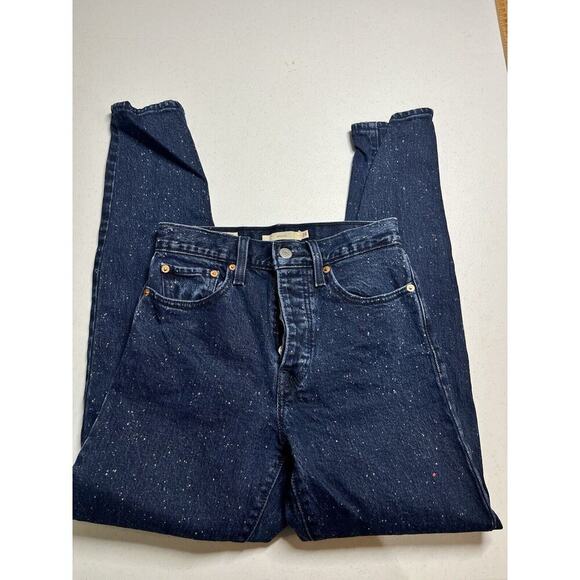 Levis Wedgie Button Fly Speckled Blue Jean Womens Size 24 - Picture 1 of 9